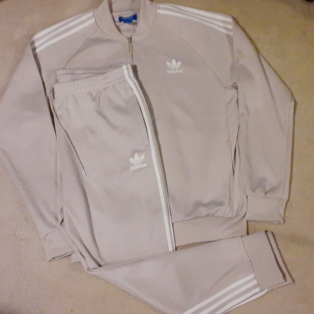 Mens XL Adidas cream track suit